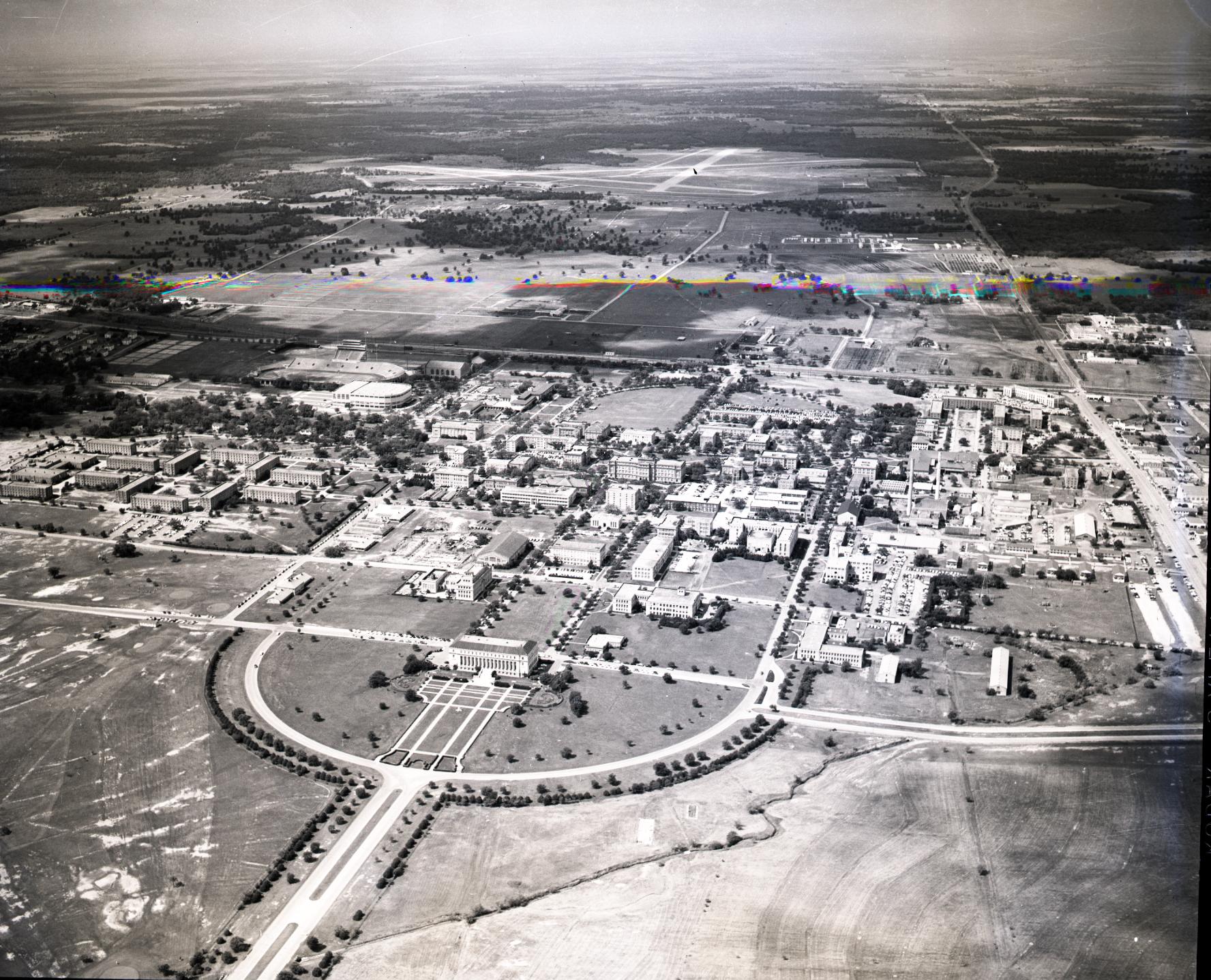 Vintage aerial view of Texas A&M University campus